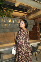 Curve - Brown floral midi Midi-Dress